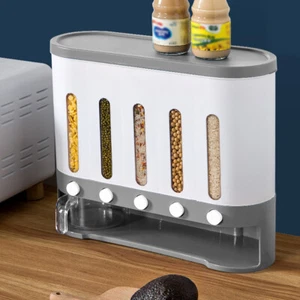 Cereal Dispenser Wall Mounted Rice Grain Dry Food Container Storage Case +Cup - Picture 1 of 12