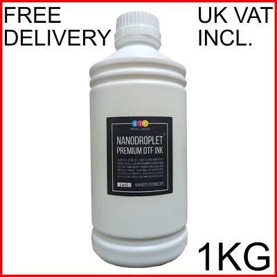 Premium DTF Ink White 1KG Suitable For All Printheads. Nanodroplet.