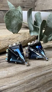 PRECIOSOS Pendientes Vintage Clip En AB & Estrás Azul Joyería 💙 - Imagen 1 de 11