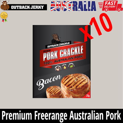 Pork Crackle Bacon Seasoned X 10 Bags GLUTEN FREE  100% Australian Pork Snack • 15$