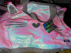 P.S Aeropostale Sequin Overnight Bag Pink Iridescent Girls Weekender NWT - Picture 1 of 2