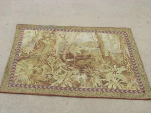 Antiguo tapiz con aguja bordado a mano de monos en la selva 36x48 pulgadas - Imagen 1 de 12