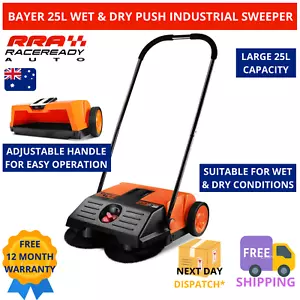 Bayer 25L Industrial Sweeper Floor Cleaner Manual Push Rotate Brush Wet & Dry - Picture 1 of 6