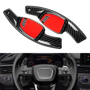 Carbon Fiber Steering Wheel Paddle Shifter Extension Fit Audi RS5 RS7 2021 Black - Picture 1 of 12