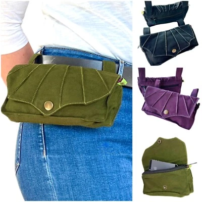 Gürteltasche Bauchtasche Canvas Baumwolle Gürtelschlaufen 19,5x11,5 cm 2 Fächer - Bild 1 von 4