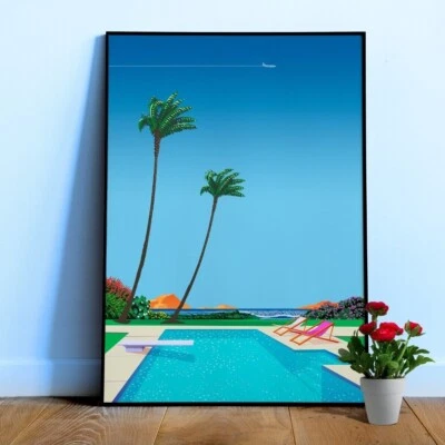 Texas, USA, pool, beach — City Pop art, retrowave/vaporwave poster - Image 1 of 4