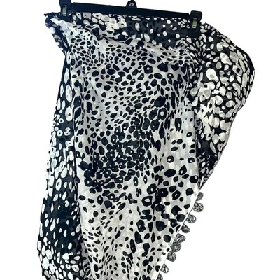 Diane von Furstenberg Damas Blanco y Negro Leopardo Manchas de Lluvia Combo Bufanda, ¡NUEVO CON ETIQUETAS! Foto 1 de 2