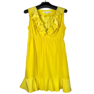 Amanda Uprichard Yellow Kelly Sleeveless Ruffle Silk Dress Medium - Image 1 of 4