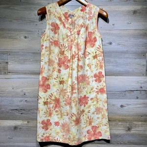 J Jill Linen Shift Dress Sundress Size Small Watercolor Floral Sleeveless Resort - Picture 1 of 9