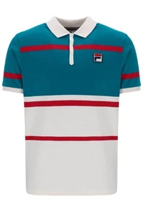 Polo Fila uomo anni 80 tennis Clarkson filato tinta righe polo gardenia/FILA rosso - Foto 1 di 8