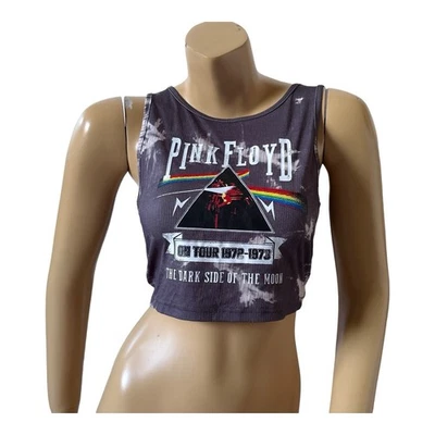 Pink Floyd Graphic Crop Top Tank Top Small Tie Dye Sleeveless Dark Side Tour - Image 1 of 4