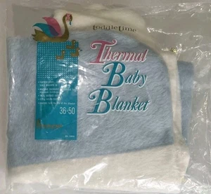 Vintage Toddletime Penneys Baby Morgan Waffle Weave blu coperta nylon termico - Foto 1 di 5