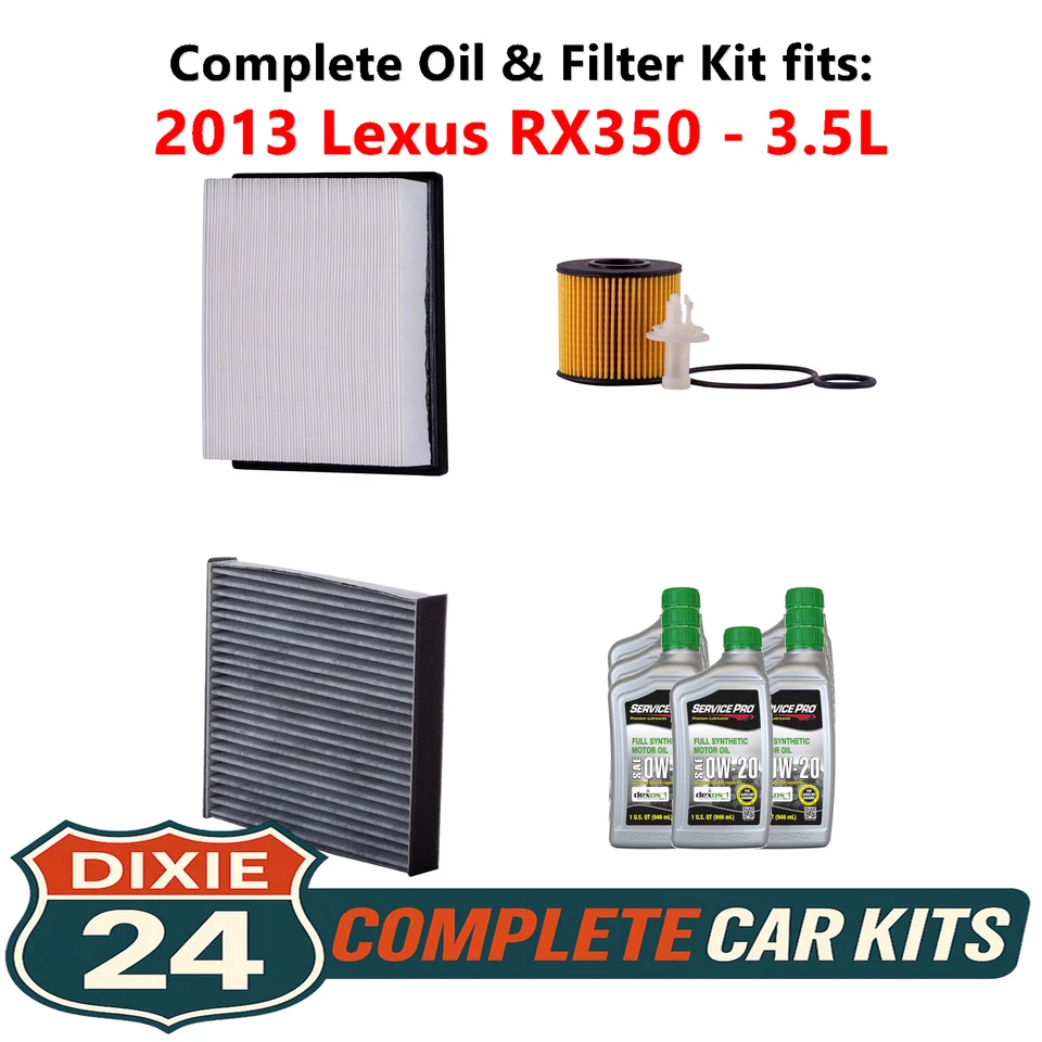 Fits: 2013 Lexus RX350 3.5L Complete Air, Oil & Cabin Filter Kit (0W-20) Foto 1 de 4