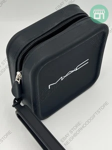 MAC Cosmetic Black/Black  Makeup Rubber Cosmetic Pouch Case 5"x5"x2" NEW See PIC - Picture 1 of 4