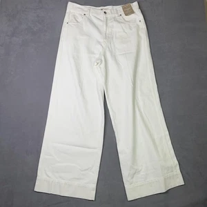 Pantalones de mezclilla Madewell de pierna súper ancha para mujer 30 blancos tiro alto 100 % algodón NS899 NUEVOS - Imagen 1 de 11
