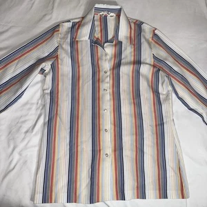Blusa Camisa De Colección Hecha en los EE. UU. KORET of California Para Mujer Estampado A Rayas - Imagen 1 de 7