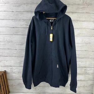 Carhartt K122 Hoodie Men 2XL Tall Blue Full Zip Midweight Sweatshirt Workwear - Picture 1 of 15