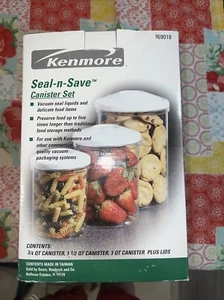 Nuovo in scatola 3 pezzi Kenmore Seal-N-Save set bombolette sottovuoto con coperchi #69018 - Foto 1 di 5