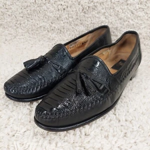Zelli Italia Mocasines Borla Negro Zapatos de Vestir Talla 11 M, Cocodrilo Exótico, Sin Cordones - Imagen 1 de 14