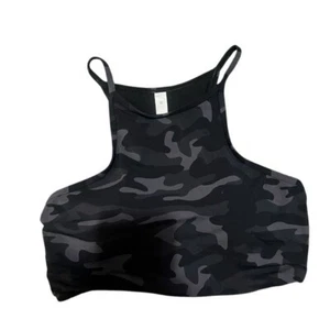 Crazy Yoga Sunshine Bikini Top High Neck Jungle Camouflage Gray Size Medium Swim - Picture 1 of 7