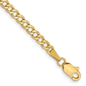 14K 10 inch 2.85mm Semi-Solid Curb Anklet Bracelet - Picture 1 of 3
