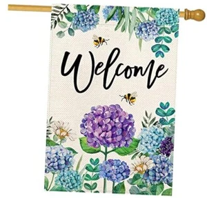 Spring Summer House Flag Double Sided 28x40 House Size(28 x 40 Inch) Hydrangea - Picture 1 of 7