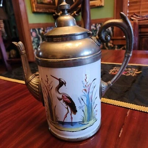 Seltener großer 1880er Jahre Granitgeschirr und Zinn Kaffeeserver. - Bild 1 von 7