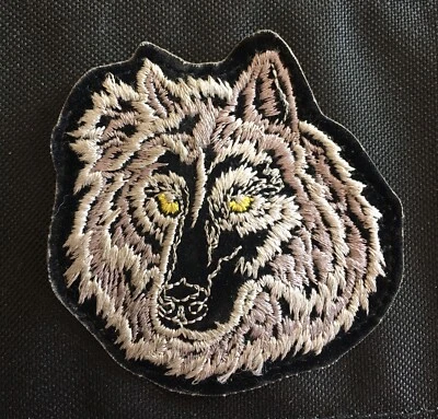 Wolf Head Patch on Black Velvet. Medium. 3”. - Image 1 of 4