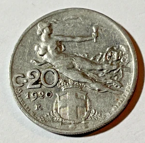 1920 Italy 20 Centesimi Liberty in Flight - Picture 1 of 4