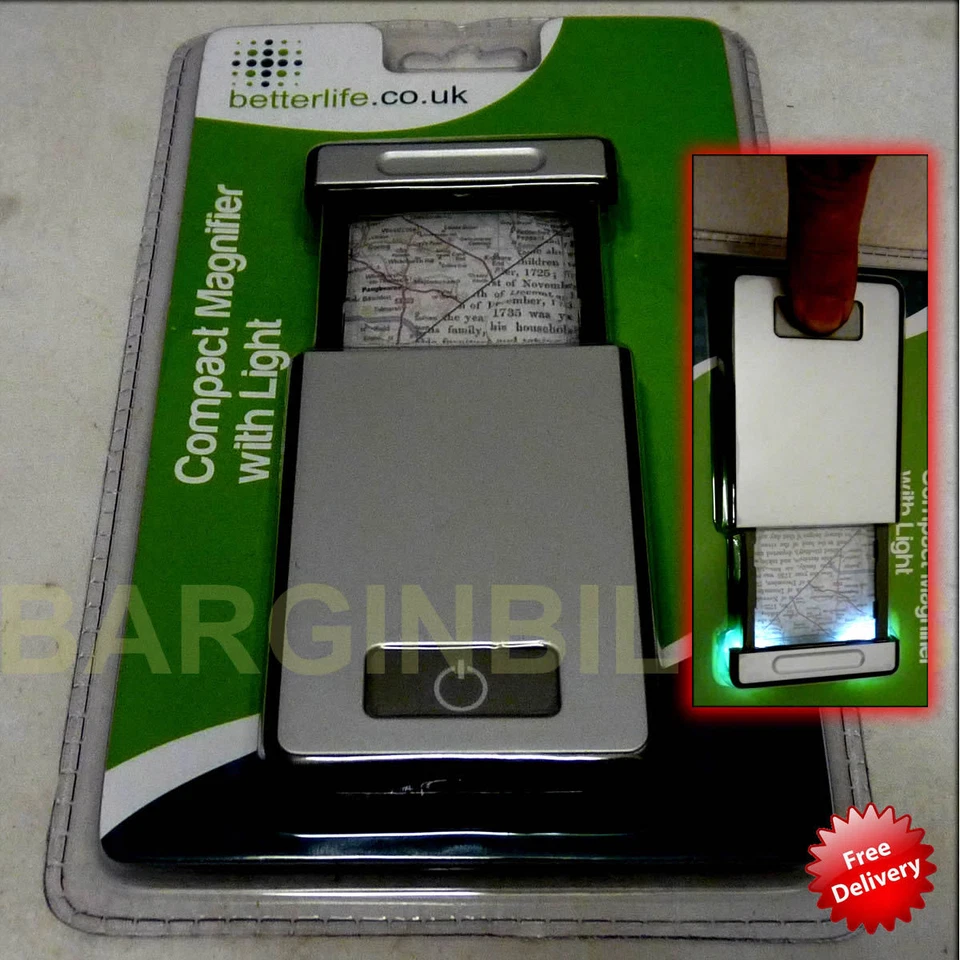 New Betterlife Lighted Compact Pocket Magnifier with Light LED Maps Books Hiking
