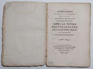 Libro antico Sopra l'opinione di Gerardo Meermann Tabula Peutingeriana 1809 - Imagen 1 de 16