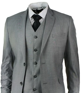 Men Gray Suits Designer Elegant Luxury Wedding Dinner Suits (Coat+Pant+Vest) - Picture 1 of 5