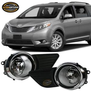 Fits 11-17 Toyota Sienna Chrome 2PCS Front Bumper Fog Lights Lamps W/Clear Lens - Picture 1 of 2