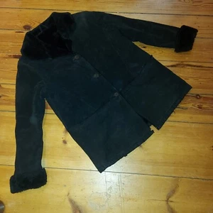 Schwarze Wildlederjacke mit Kunstfell In schwarz Damen Gr 40/M Von C%A - Bild 1 von 12