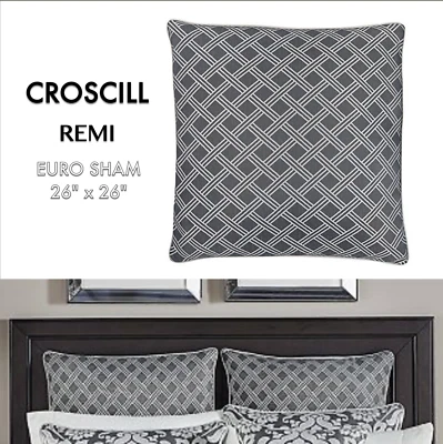 НОВЫЙ в упаковке: Croscill REMI Euro Sham 26x26 серебристый серый бриллиант жаккардовый серый - Изображение 1 из 3