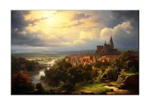 Prague Castle Painting, Prague Castle Oil Painting Printed on canvas-Giclee Art - Picture 1 of 8