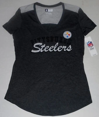 PITTSBURGH STEELERS MUJER NFL EQUIPO ROPA CUELLO EN V CAMISETA GRIS S M L XL NUEVO CON ETIQUETAS  Foto 1 de 2