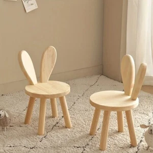 Creative Rabbit Ears Stool – Cute Solid Wood Decorative Seat for Children's Room - Picture 1 of 9