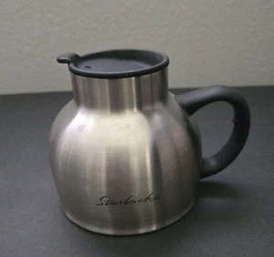 STARBUCKS 16 OZ. STAINLESS STEEL CHUBBY TRAVELER MUG WITH LID PREOWNED - Picture 1 of 9