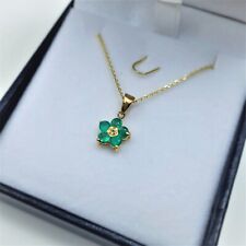 Gold Emerald Flower Pendant [Diamond Center] 14kt Yellow Gold Emerald – Gift