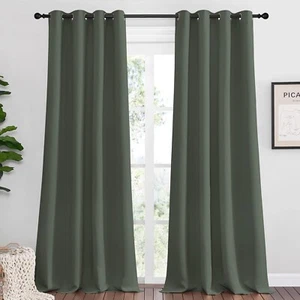 2 PCS Dark Mallard 96"L x 55"W Protection Privacy Darkening Curtains For Bedroom - Picture 1 of 8