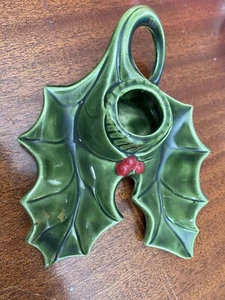 Candelabro vintage de cerámica Holland Mold Holly Berry - Imagen 1 de 5