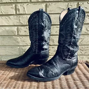 Dan Post Men’s 8 E (Wide) Black Lizard Croc Leather Western Cowboy Boots - Picture 1 of 11