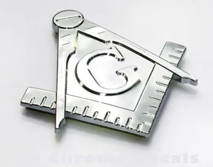 Masonic Mason Car Auto Bike 3D chrome decal sticker Emblem Freemasonry - Foto 1 di 2