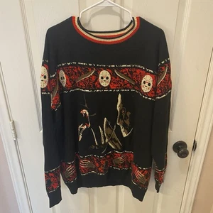 Fun Freddy Vs Jason Halloween Sweater Size XL EUC - Picture 1 of 11