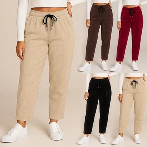 Damen Cord Optik Hose Jogg-Pants elegant Stoffhose weich elegant Stretch S-XXL - Bild 1 von 13