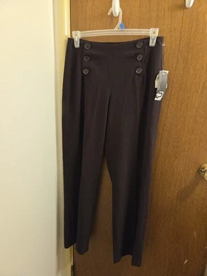 Calça social Josephine Chaus feminina tamanho 10 marrom fecho de botão nova com etiquetas - Imagem 1 de 4