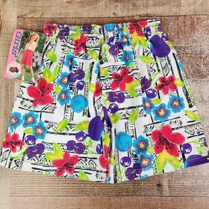 Nuevo con etiquetas Pantalones Cortos Vintage 1993 Fruit of the Loom Ropa Informal Niñas Grandes Florales Coloridos - Imagen 1 de 6