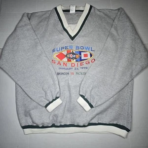 Maglione Vintage BAC Premier 1998 Superbowl XXXII Scollo a V Broncos Vs Packers Taglia XL - Foto 1 di 16