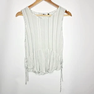 Refuge Clothing Size S Green White Striped Sleeveless Ruffled Blouson Top - Picture 1 of 11